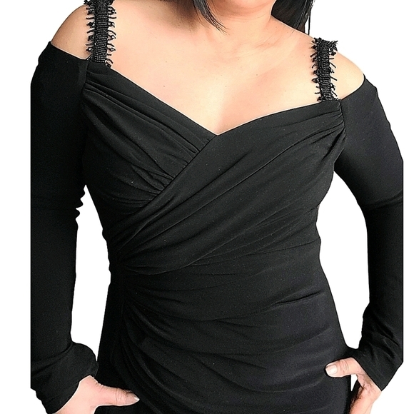 JOSEPH Ribkoff Cocktail Formal Black Dress Size 10 - Picture 2 of 11